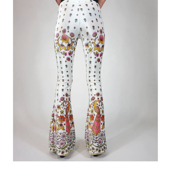 Free People Flare Street Amalia Ivory Velvet Pants Large - Picture 9 of 13